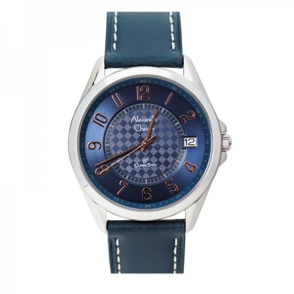 Alexandre Christie AC 8649 Silver Blue Leather Man MDLSSSBU